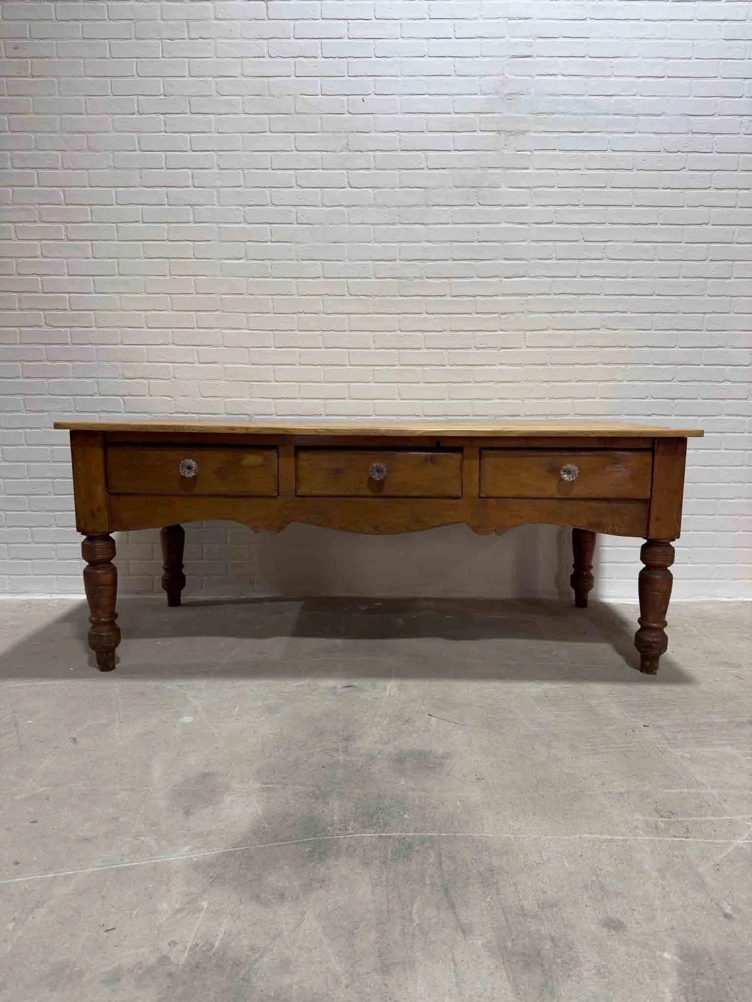 Antique dairy table with turned legs