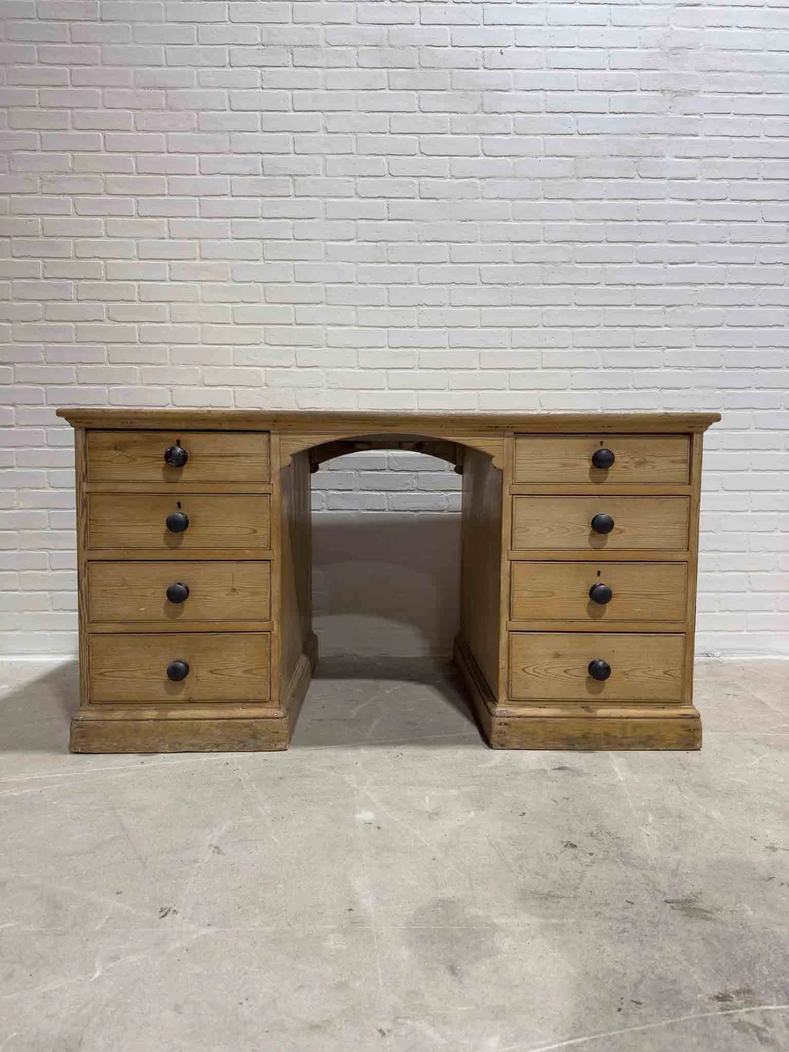Large English pine desk