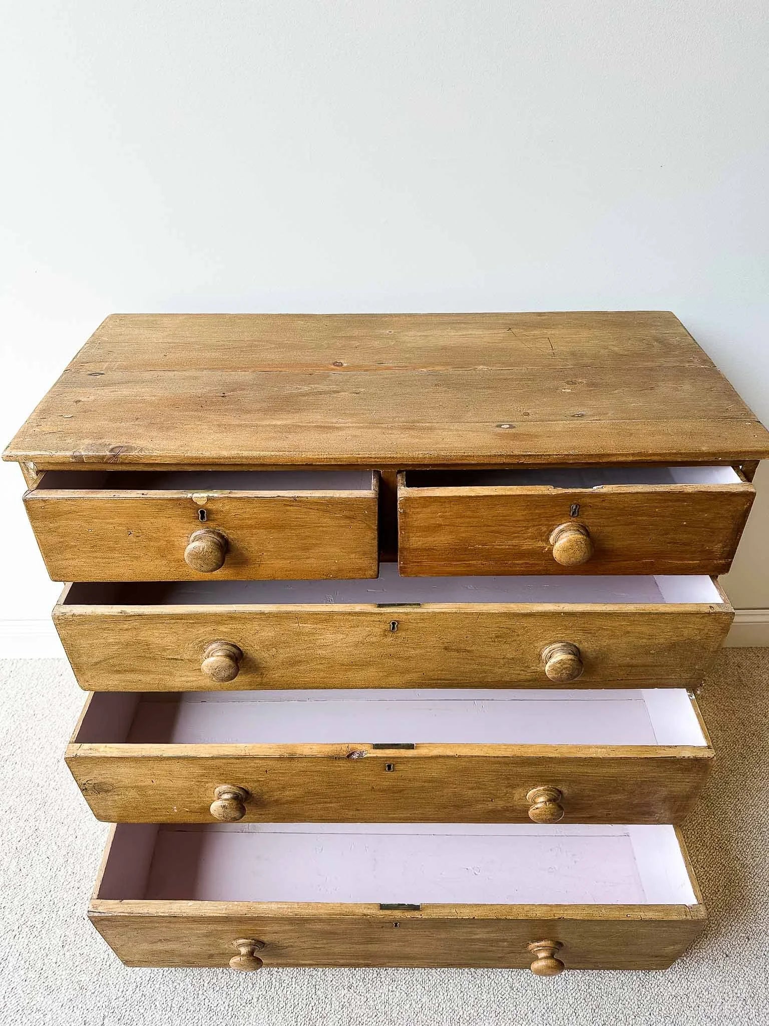 English pine drawers