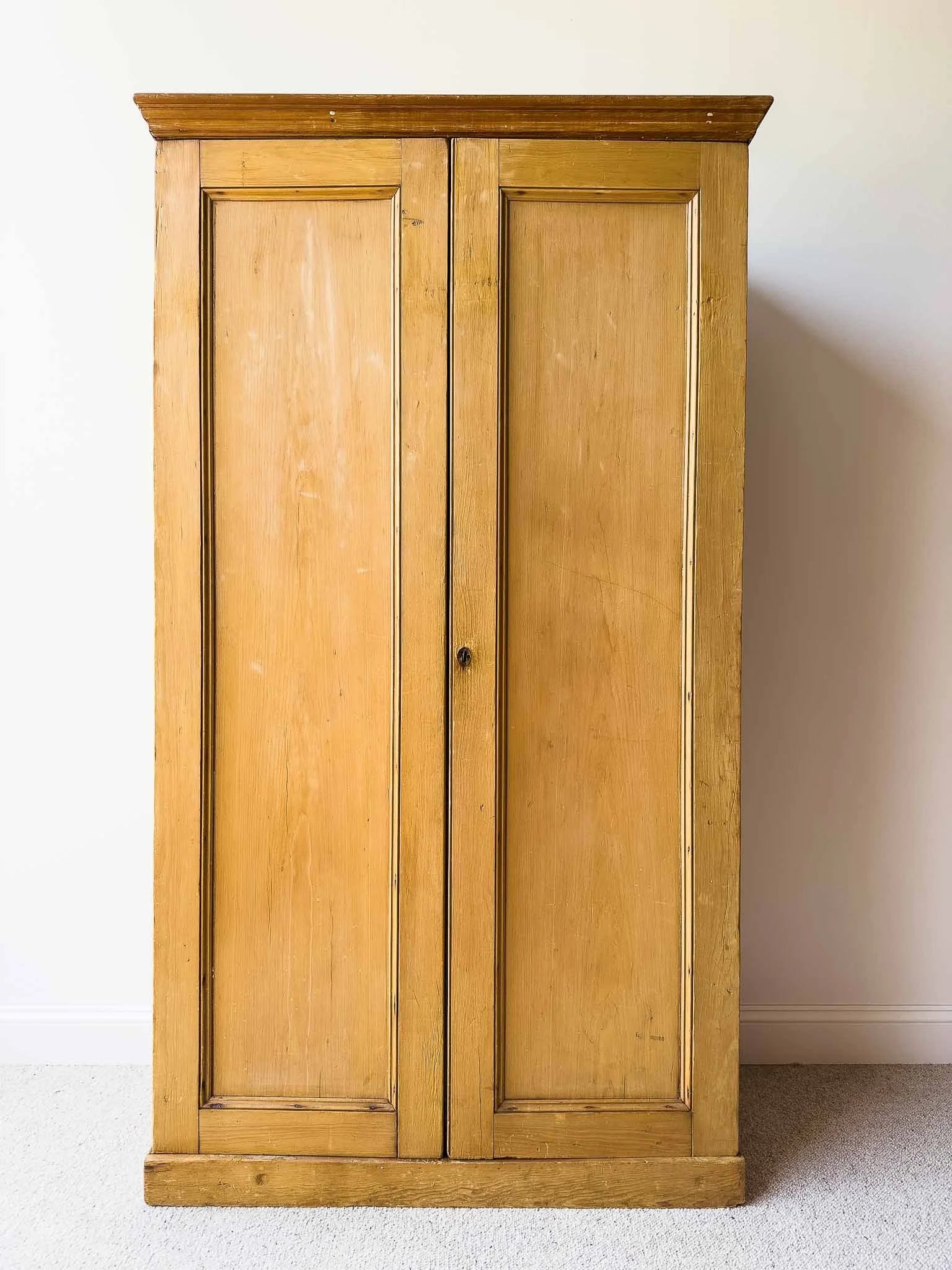 Tall victorian pine wardrobe