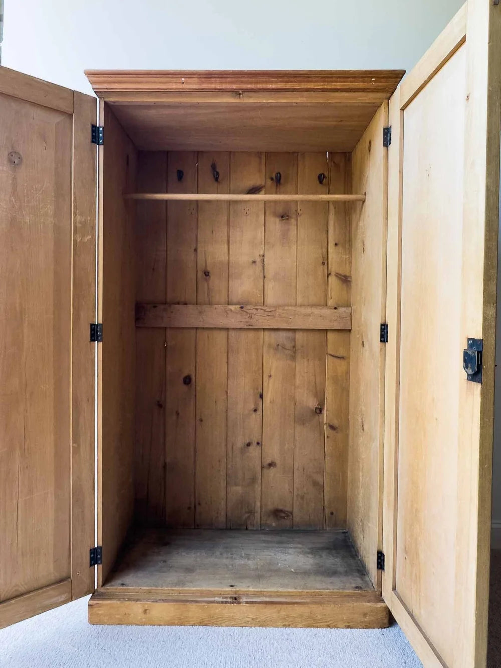 Tall victorian pine wardrobe