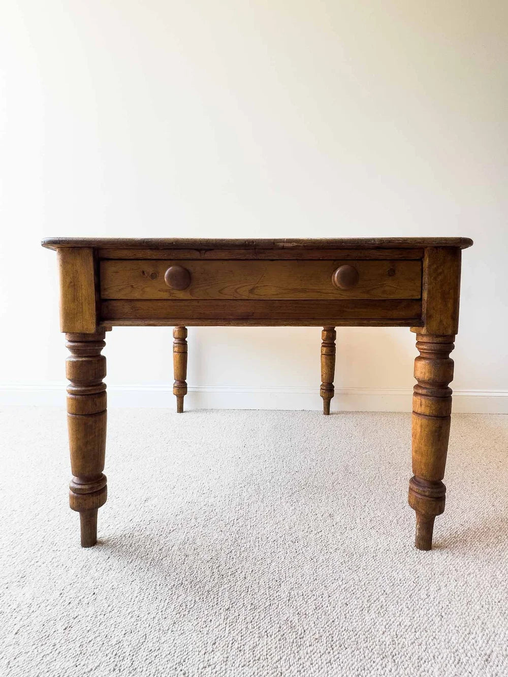 English antique kitchen table with a drawer