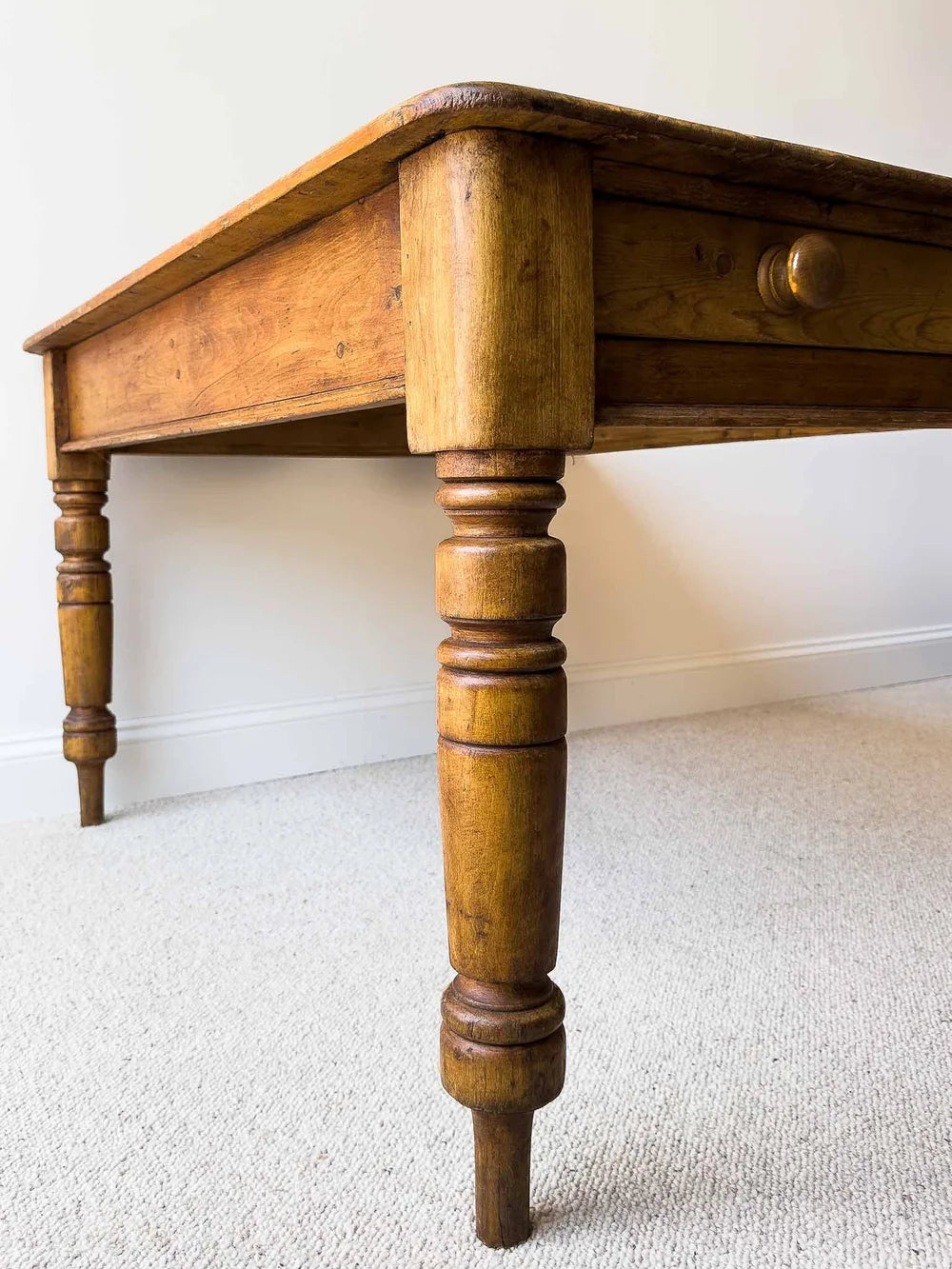 English antique kitchen table with a drawer
