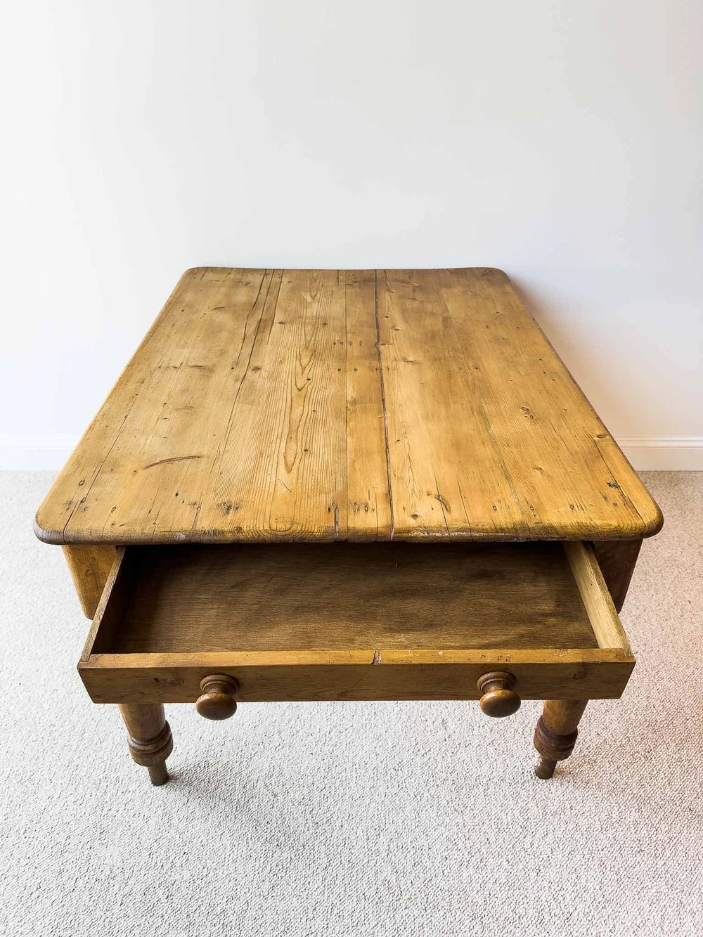 English antique kitchen table with a drawer