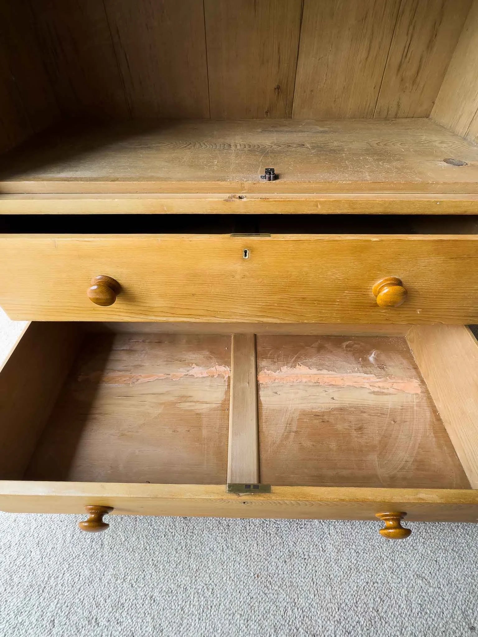 Monumental English pine wardrobe