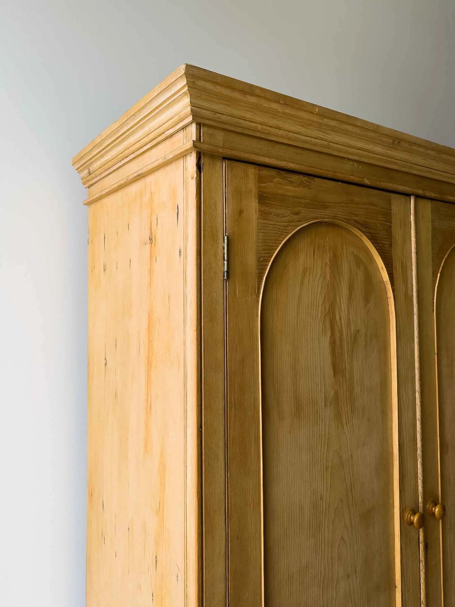 Monumental English pine wardrobe