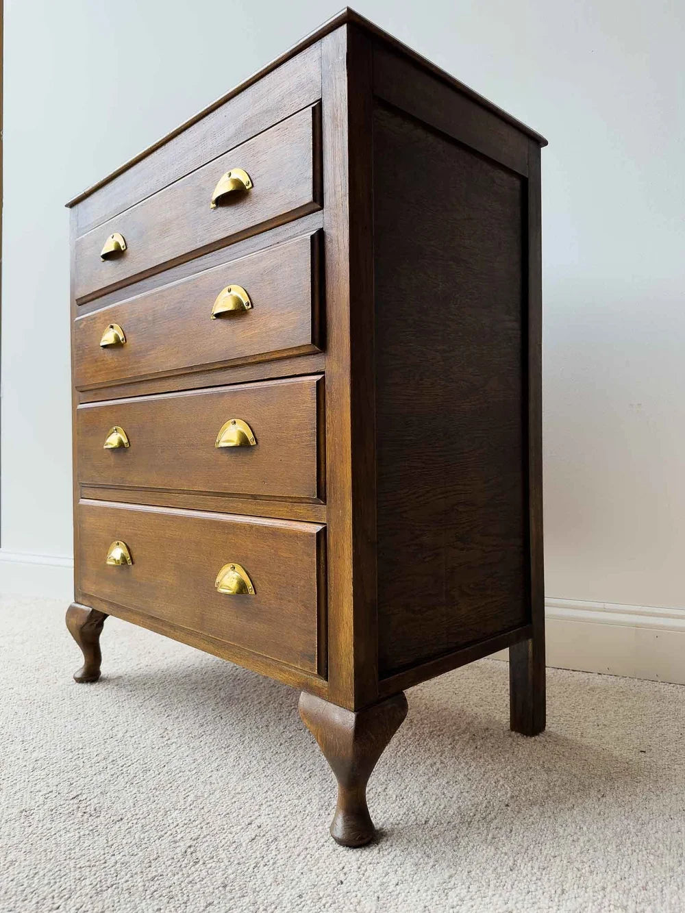 English oak chest of drawers