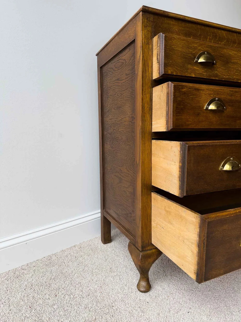English oak chest of drawers