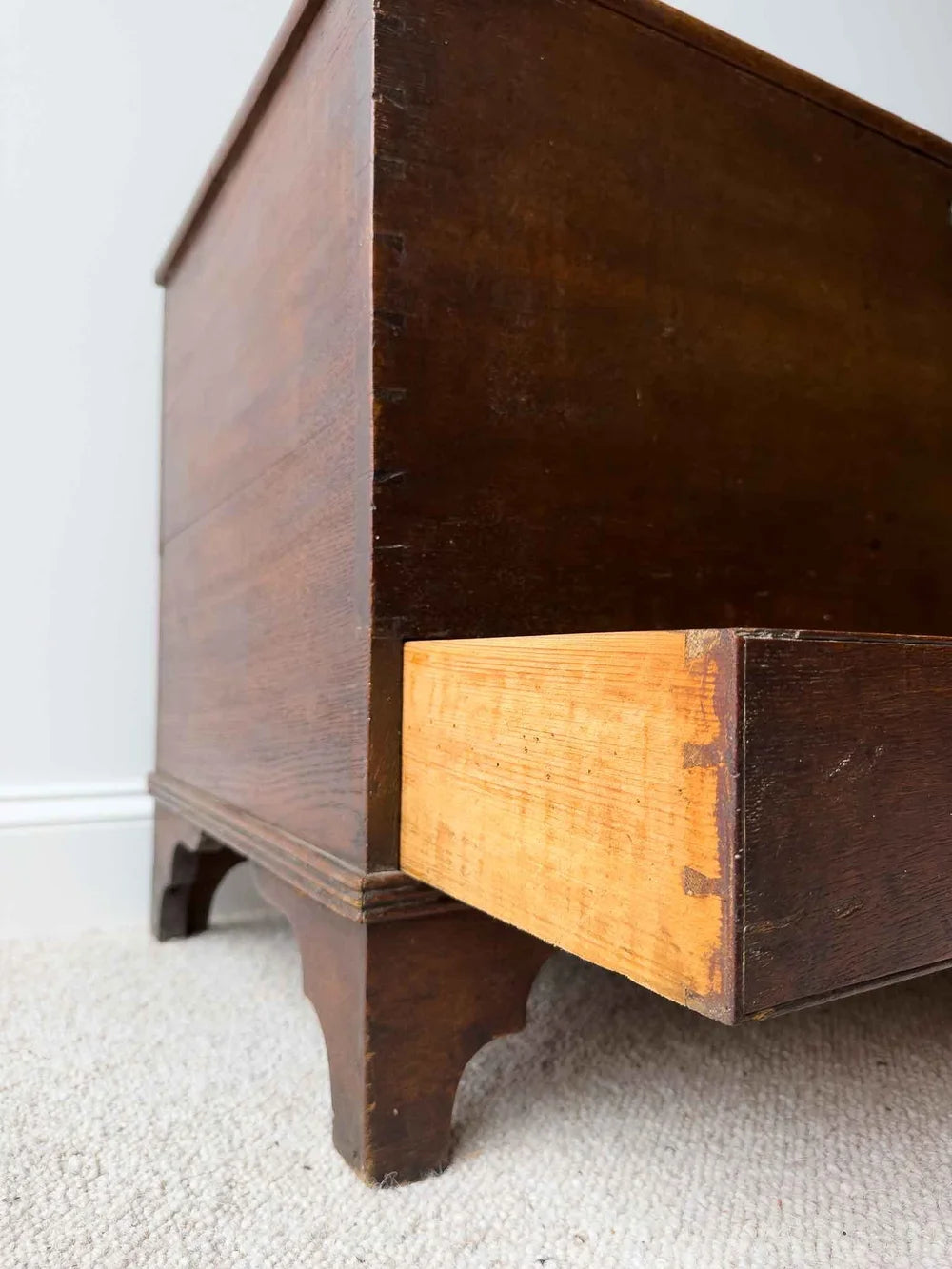 Antique dark oak mule chest