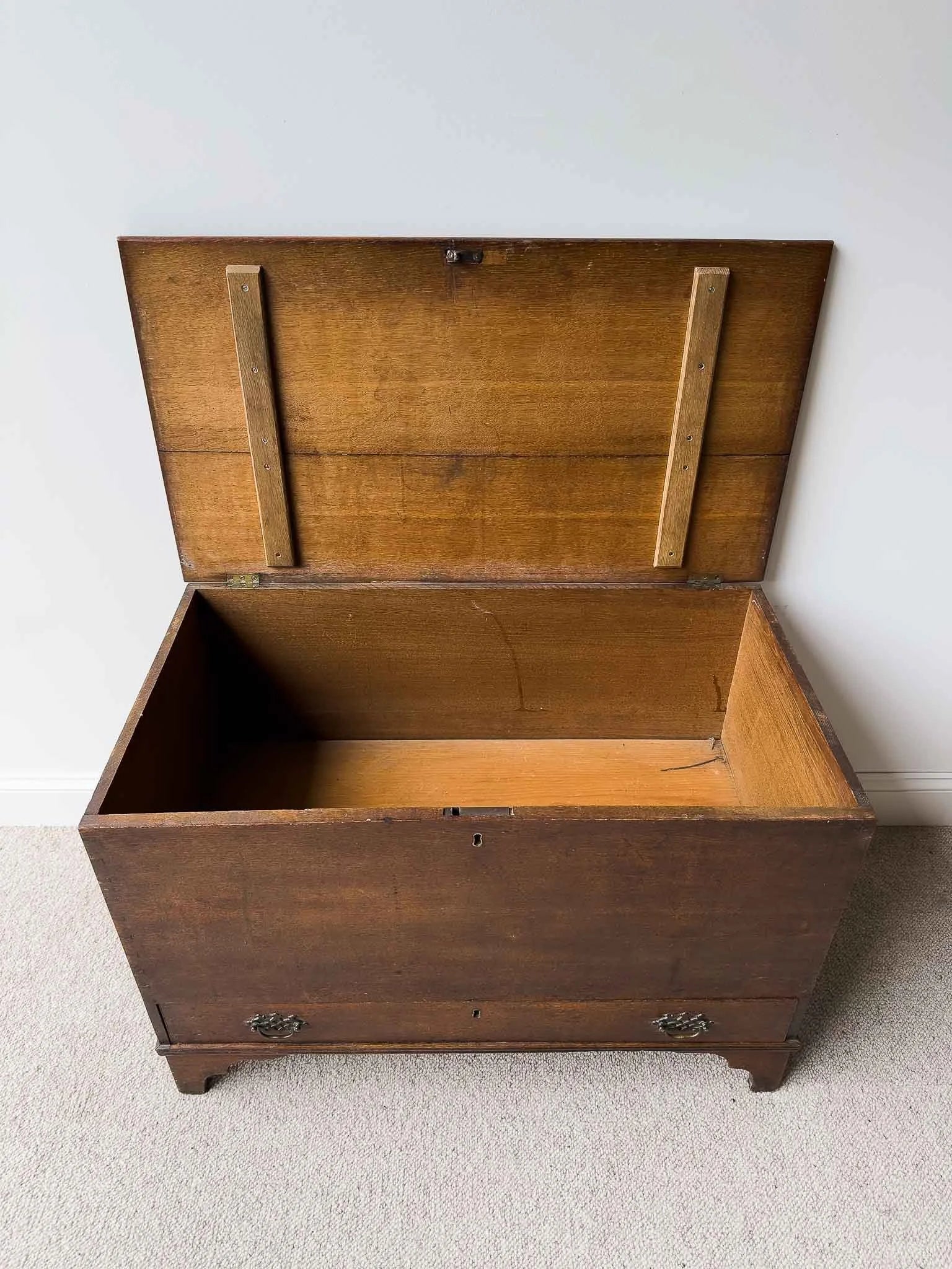 Antique dark oak mule chest