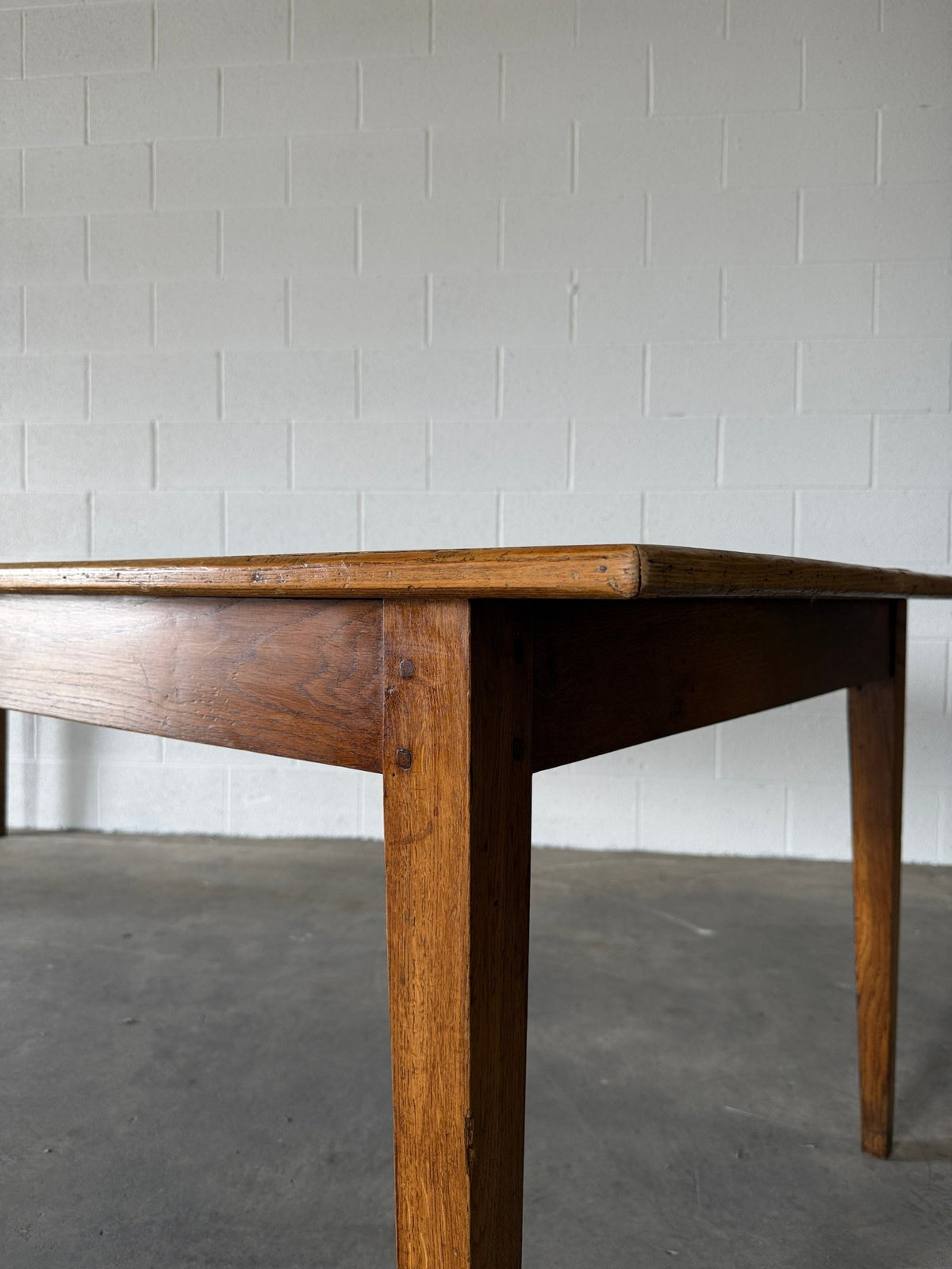 Incredible antique pine and fruitwood dining table with tapered legs - House on Horizon