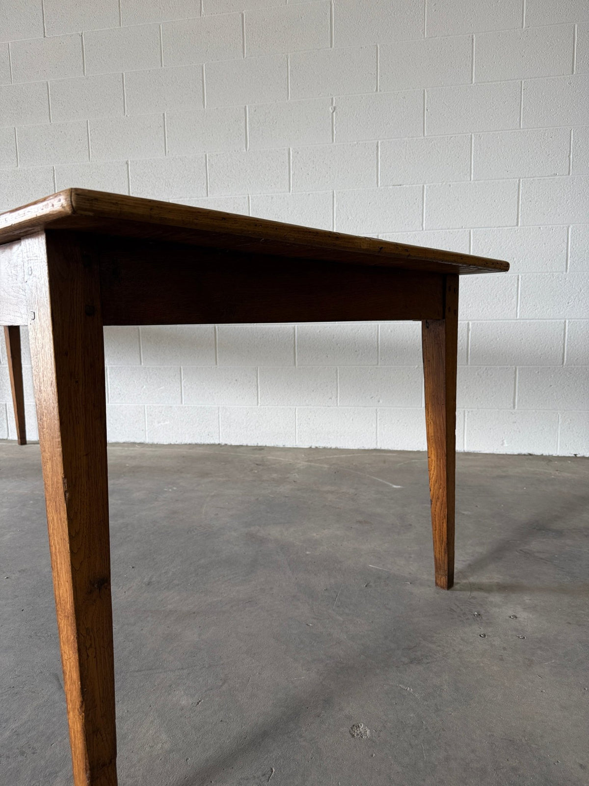 Incredible antique pine and fruitwood dining table with tapered legs - House on Horizon