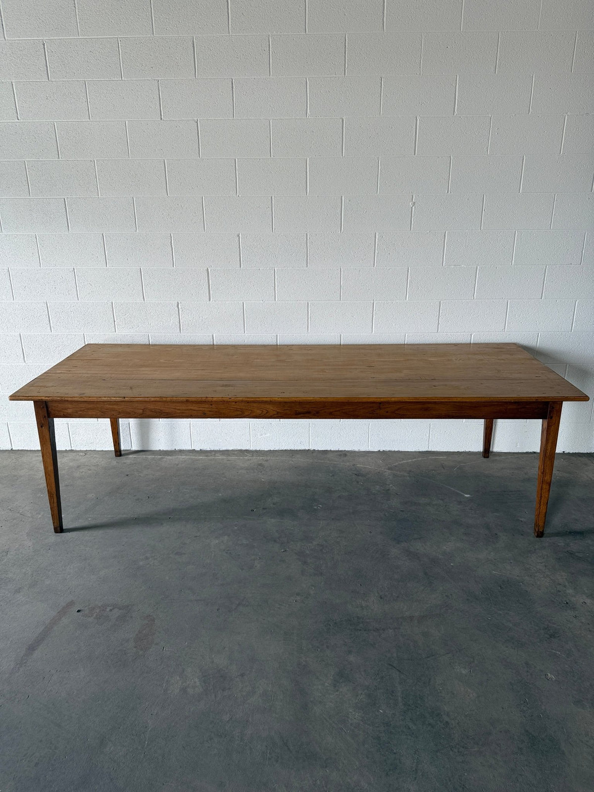 Incredible antique pine and fruitwood dining table with tapered legs - House on Horizon
