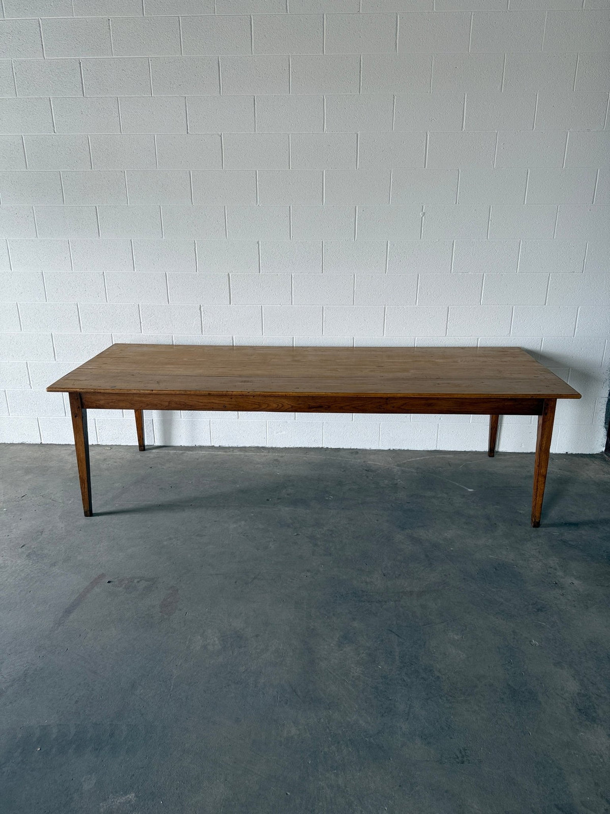Incredible antique pine and fruitwood dining table with tapered legs - House on Horizon