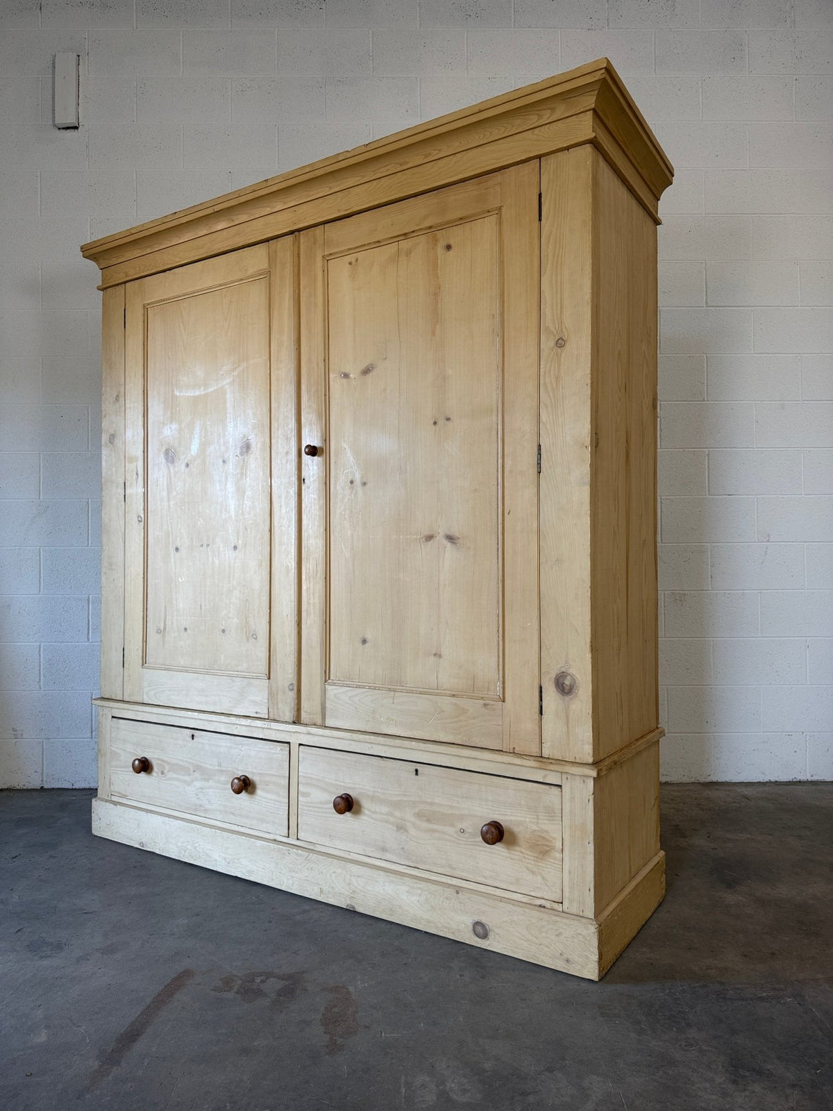 Incredible antique pine double wardrobe - House on Horizon