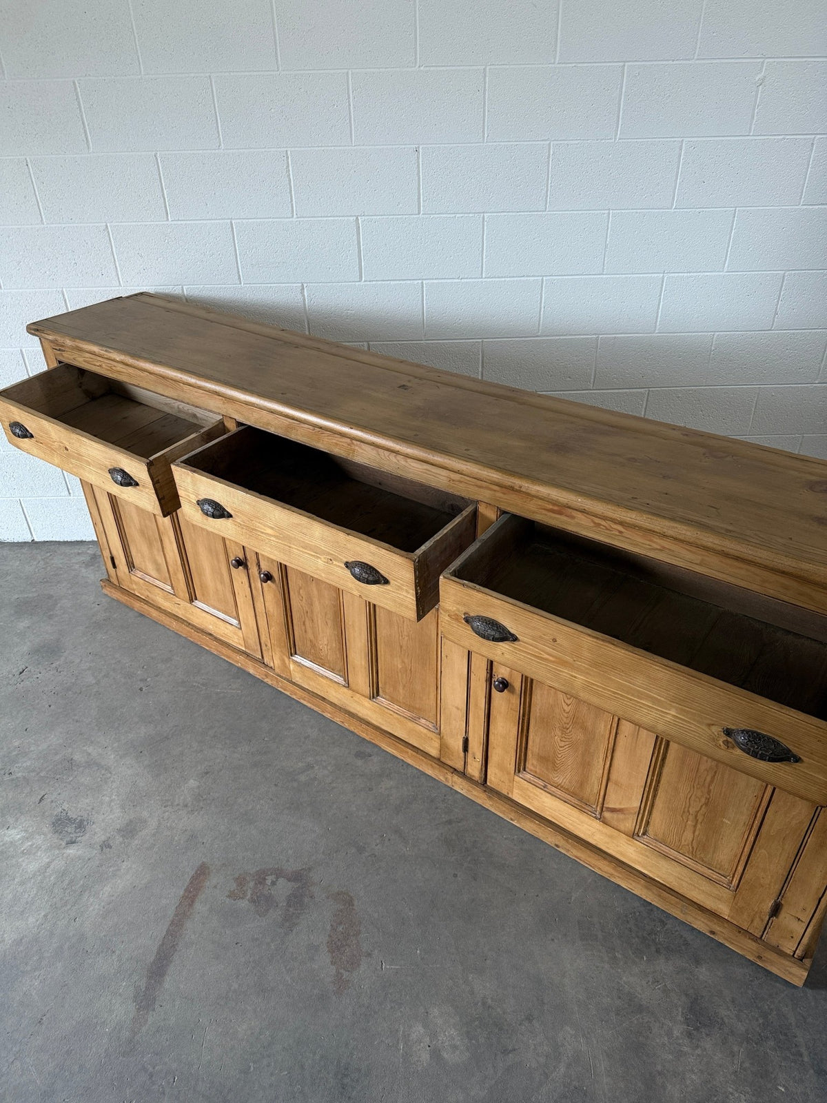 Monumental antique pine sideboard - House on Horizon