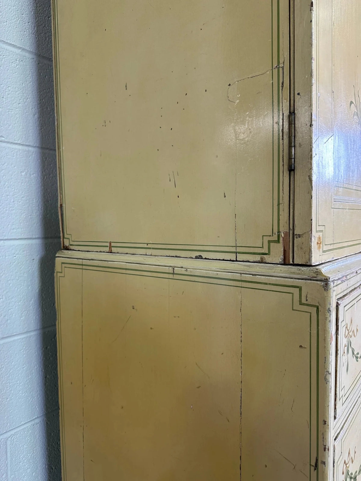 Painted antique pine linen press - House on Horizon