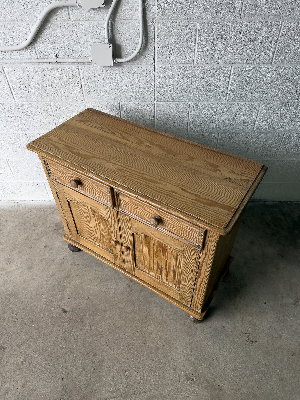 Petite antique pine sideboard with two doors - House on Horizon