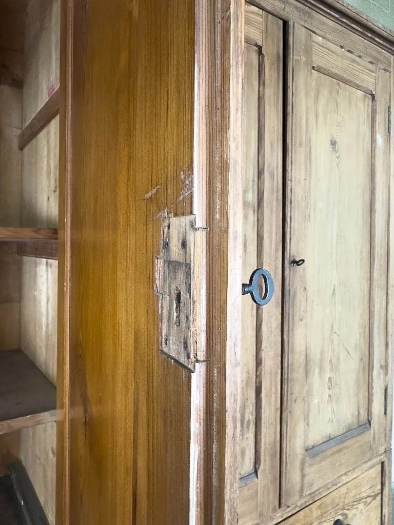 Rustic English pine housekeeper’s cupboard - House on Horizon