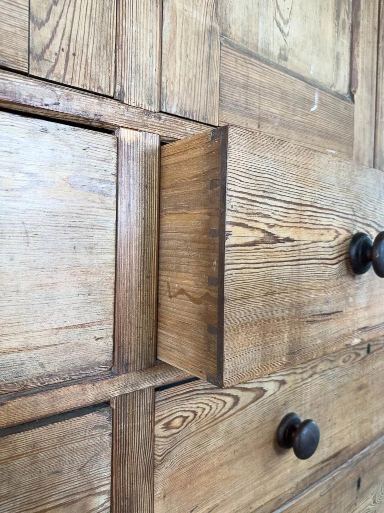 Rustic English pine housekeeper’s cupboard - House on Horizon