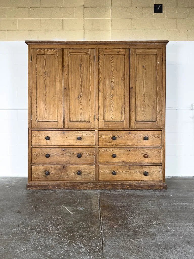 Rustic English pine housekeeper’s cupboard - House on Horizon