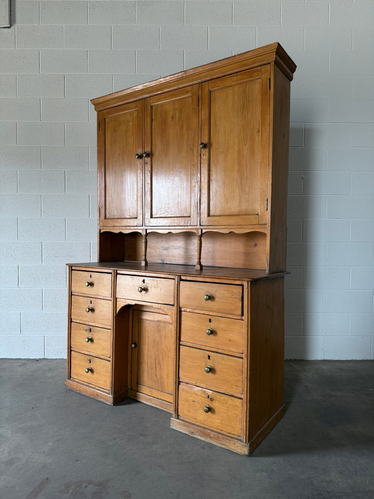Scalloped English pine housekeeper’s cupboard - House on Horizon