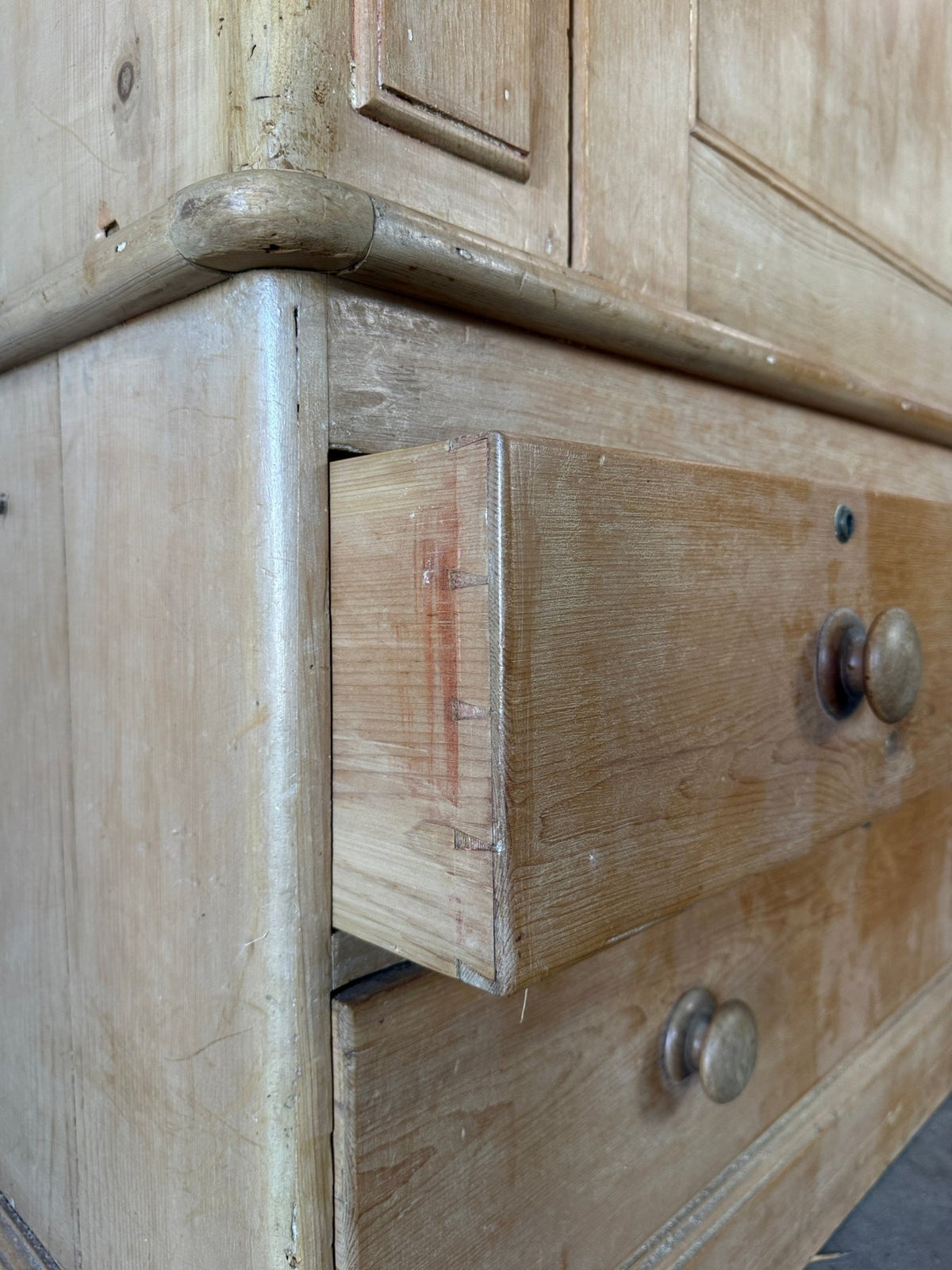 Single antique pine wardrobe with drawers at the base - House on Horizon