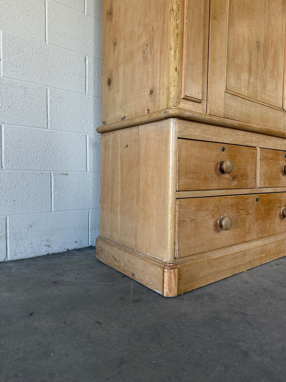 Single antique pine wardrobe with drawers at the base - House on Horizon
