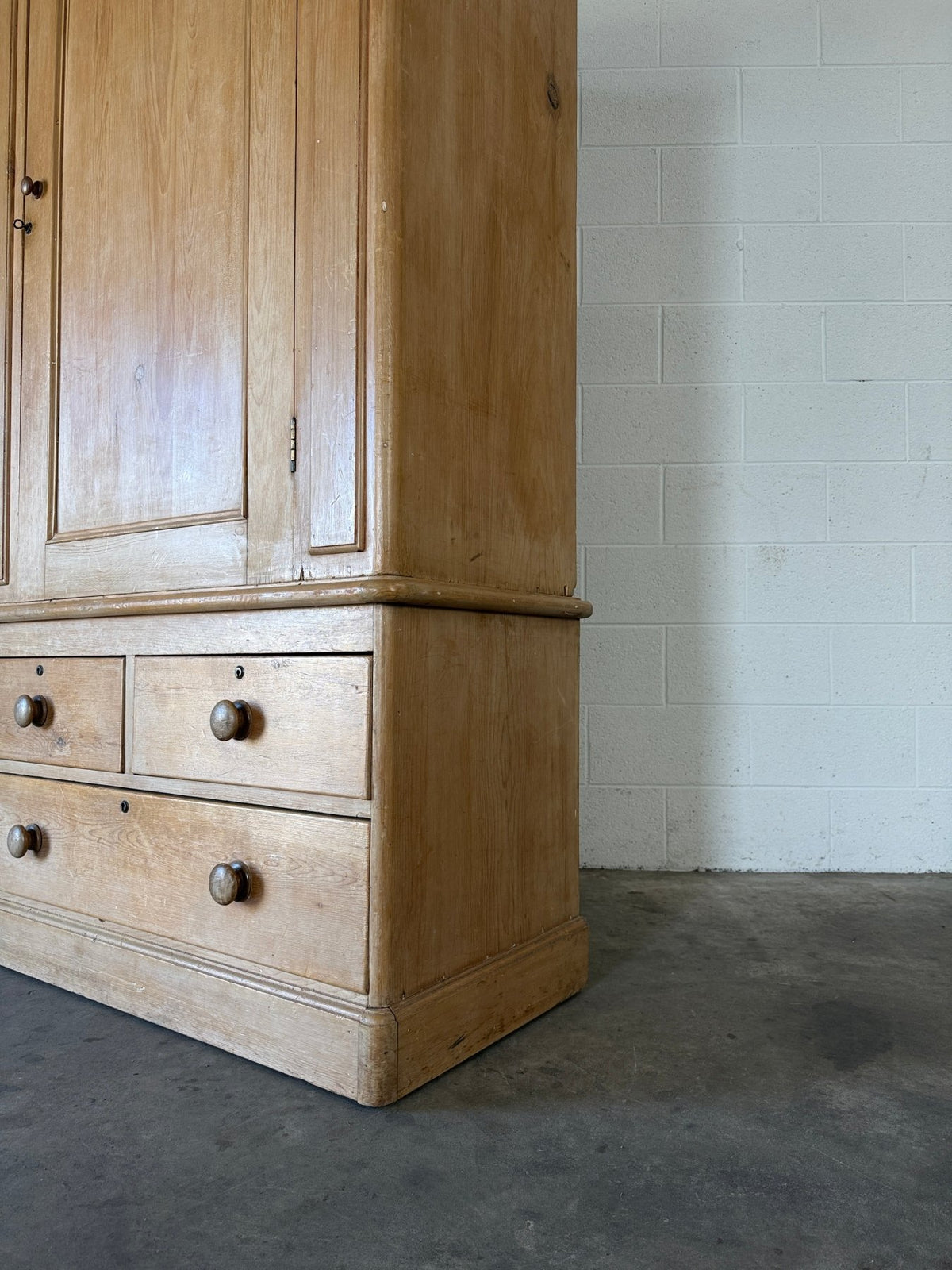 Single antique pine wardrobe with drawers at the base - House on Horizon