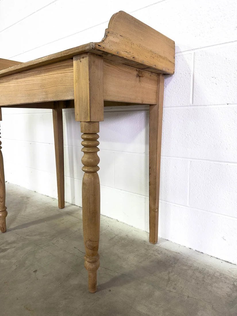 Small antique pine table or nightstand with turned legs - House on Horizon