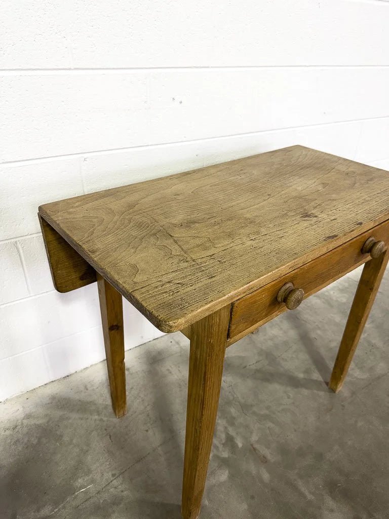 Small Victorian pine side table with a drop leaf - House on Horizon