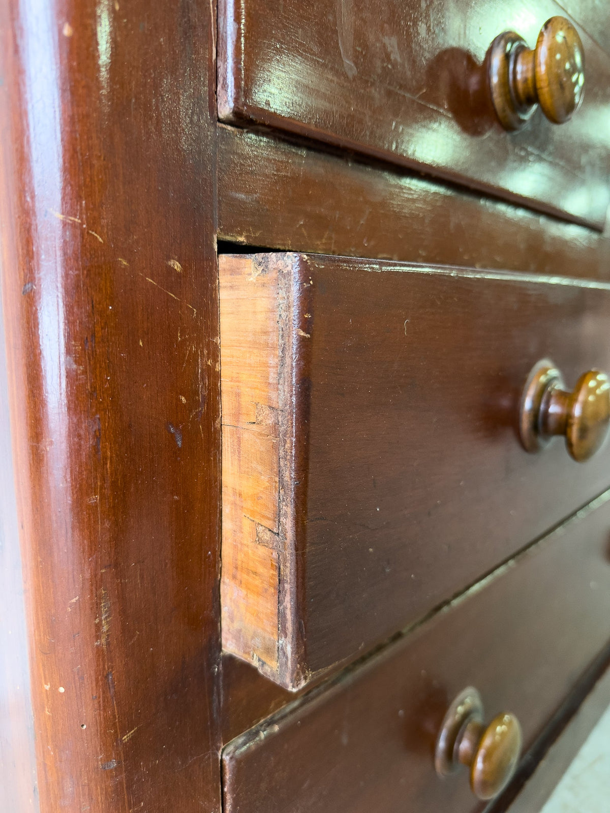 Stained antique pine chest of drawers - House on Horizon