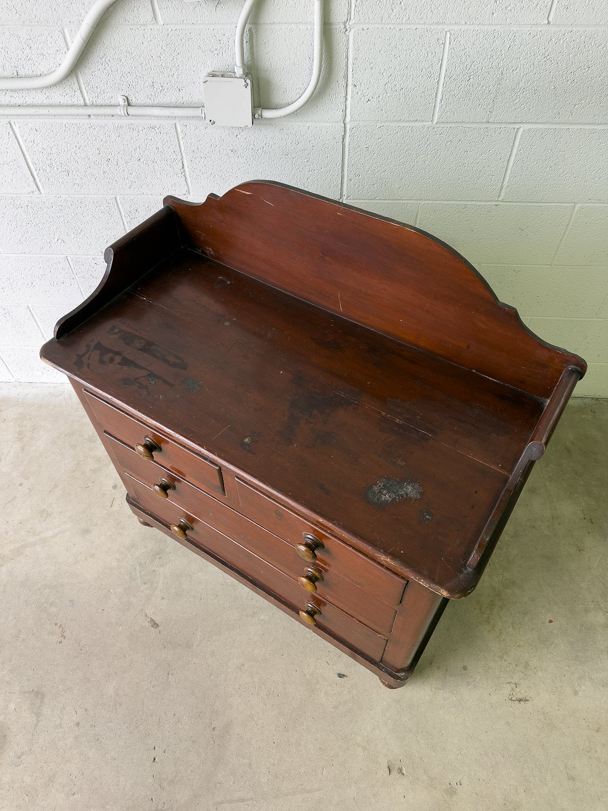 Stained antique pine chest of drawers - House on Horizon