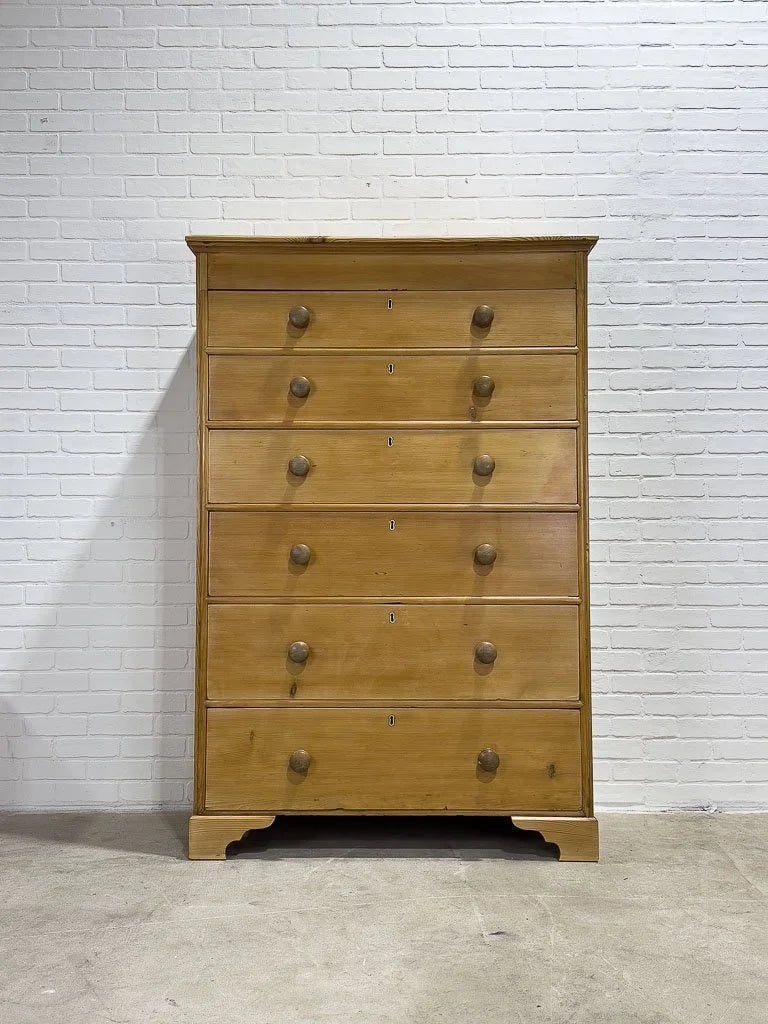 Tall antique pine chest of drawers - House on Horizon