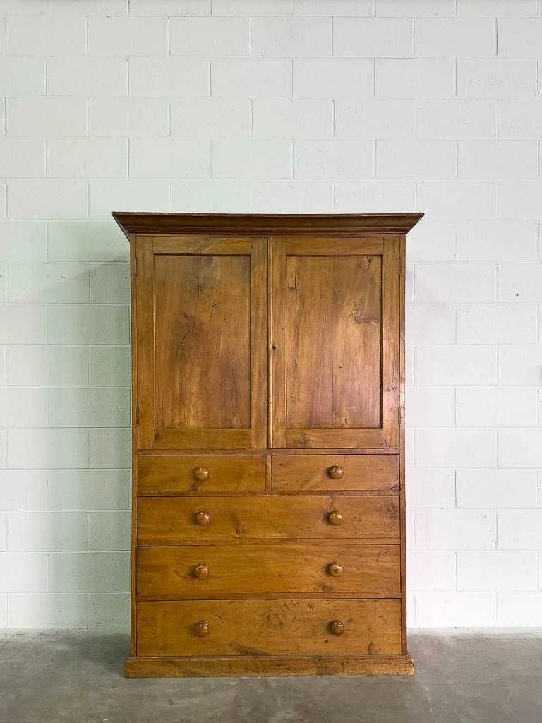 Victorian fruitwood linen press - House on Horizon