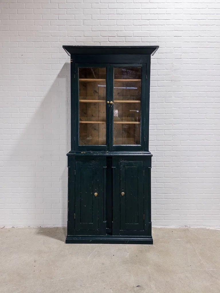 Victorian pine cabinet in chippy green paint - House on Horizon