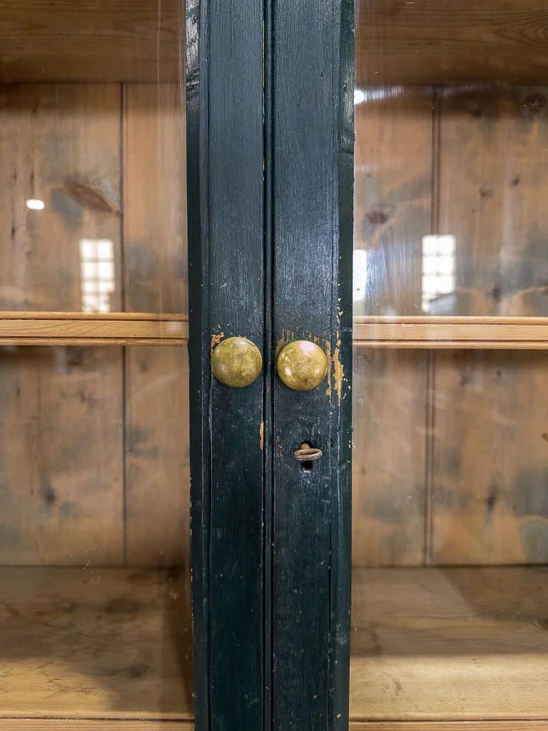 Victorian pine cabinet in chippy green paint - House on Horizon