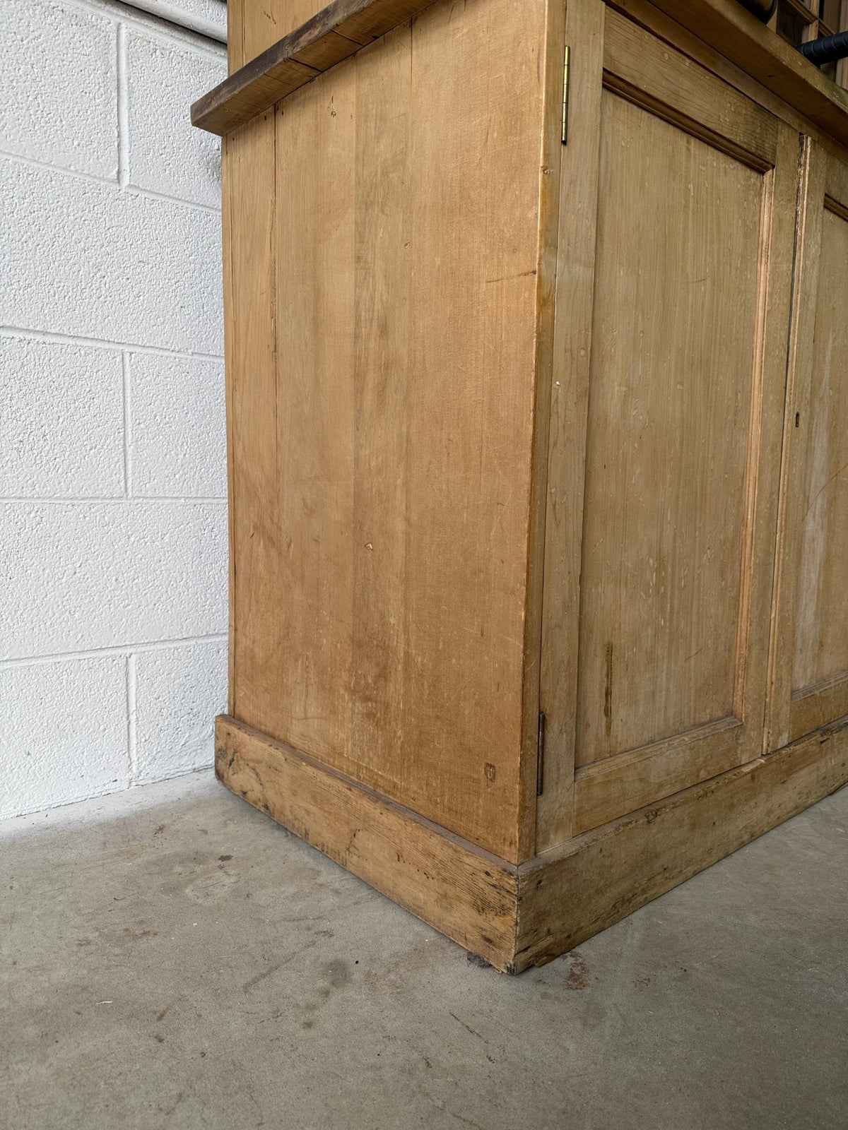 Victorian pine cupboard with glass sliding doors - House on Horizon