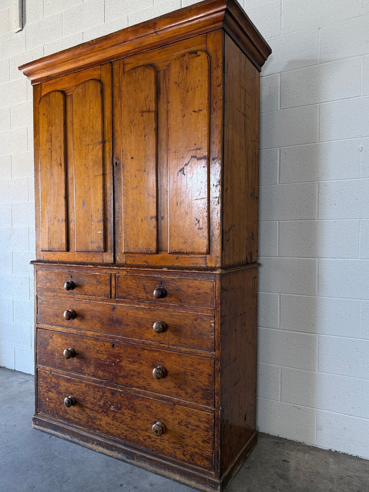 Victorian pine press with shelved interior - House on Horizon