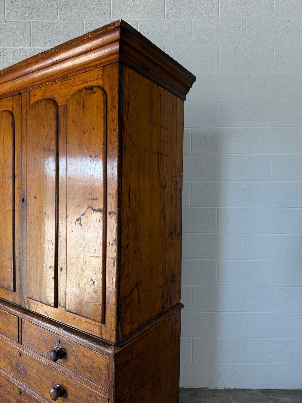 Victorian pine press with shelved interior - House on Horizon