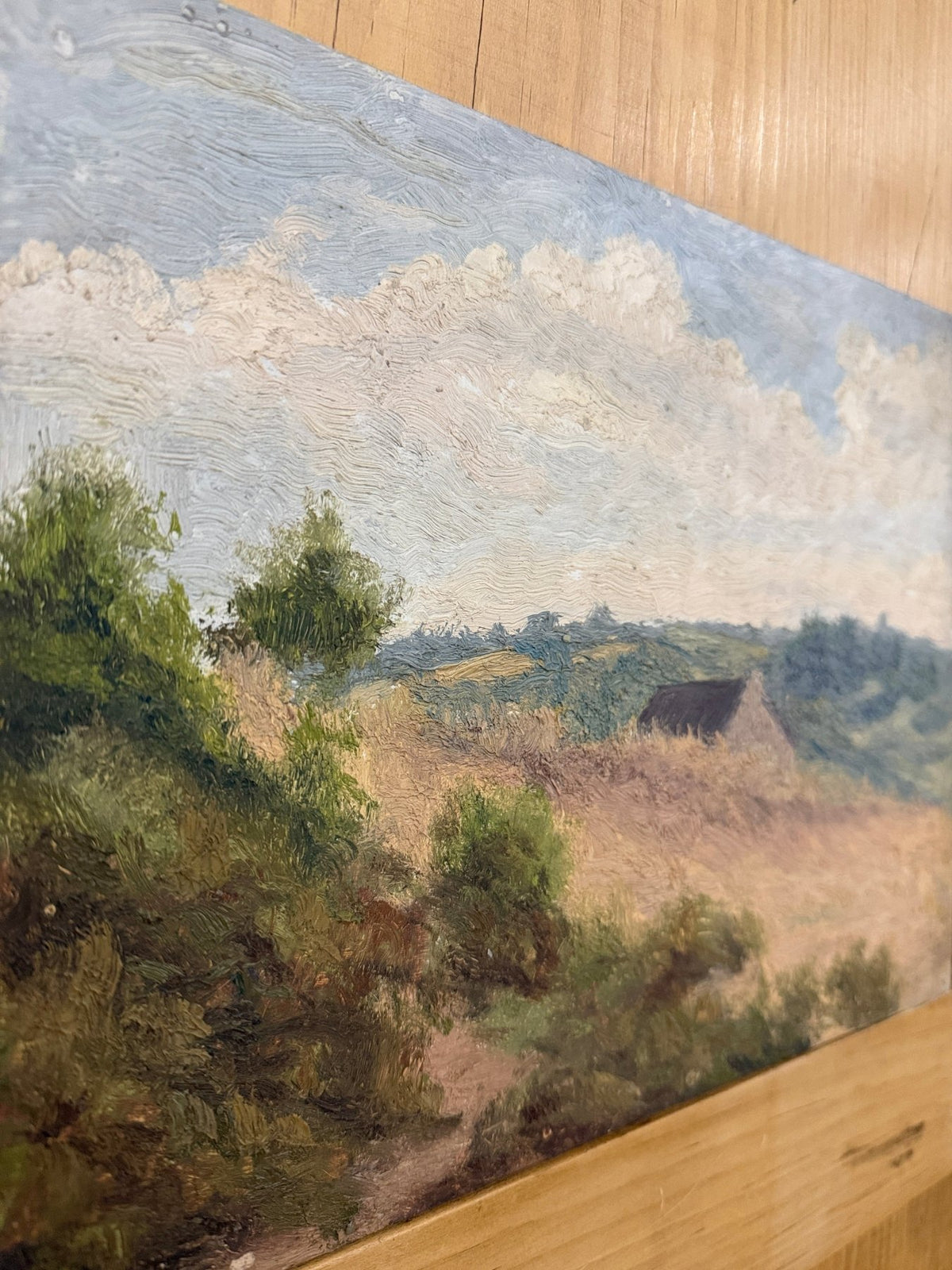 Vintage oil on board - House on Horizon