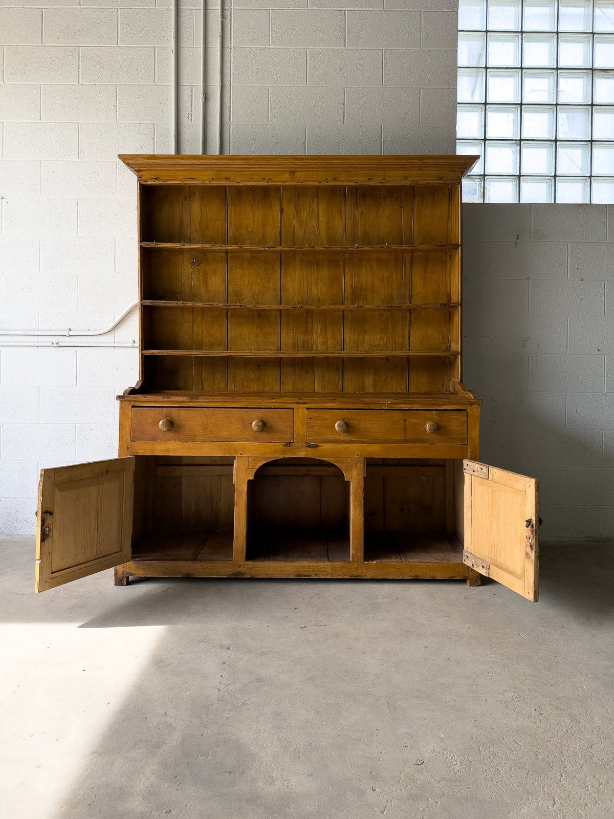Warm Antique English Pine Kitchen Dresser - House on Horizon