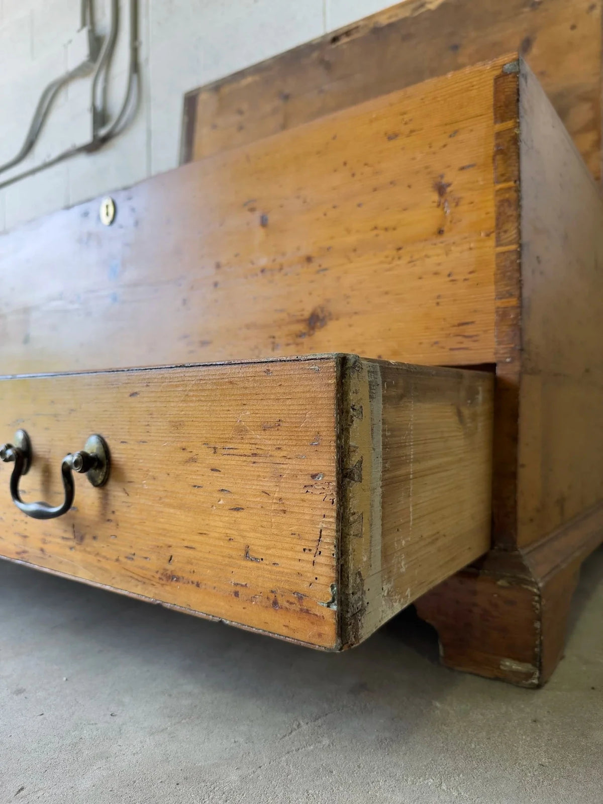 Warm English pine antique blanket box - House on Horizon