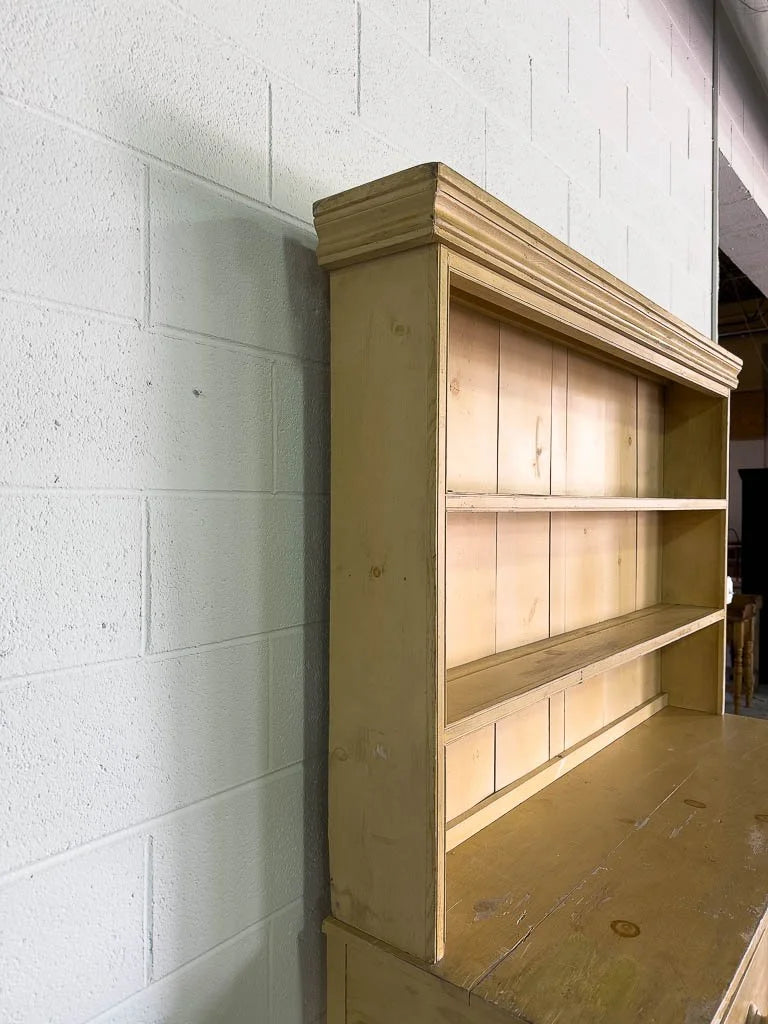 Victorian-style pine kitchen dresser in light yellow