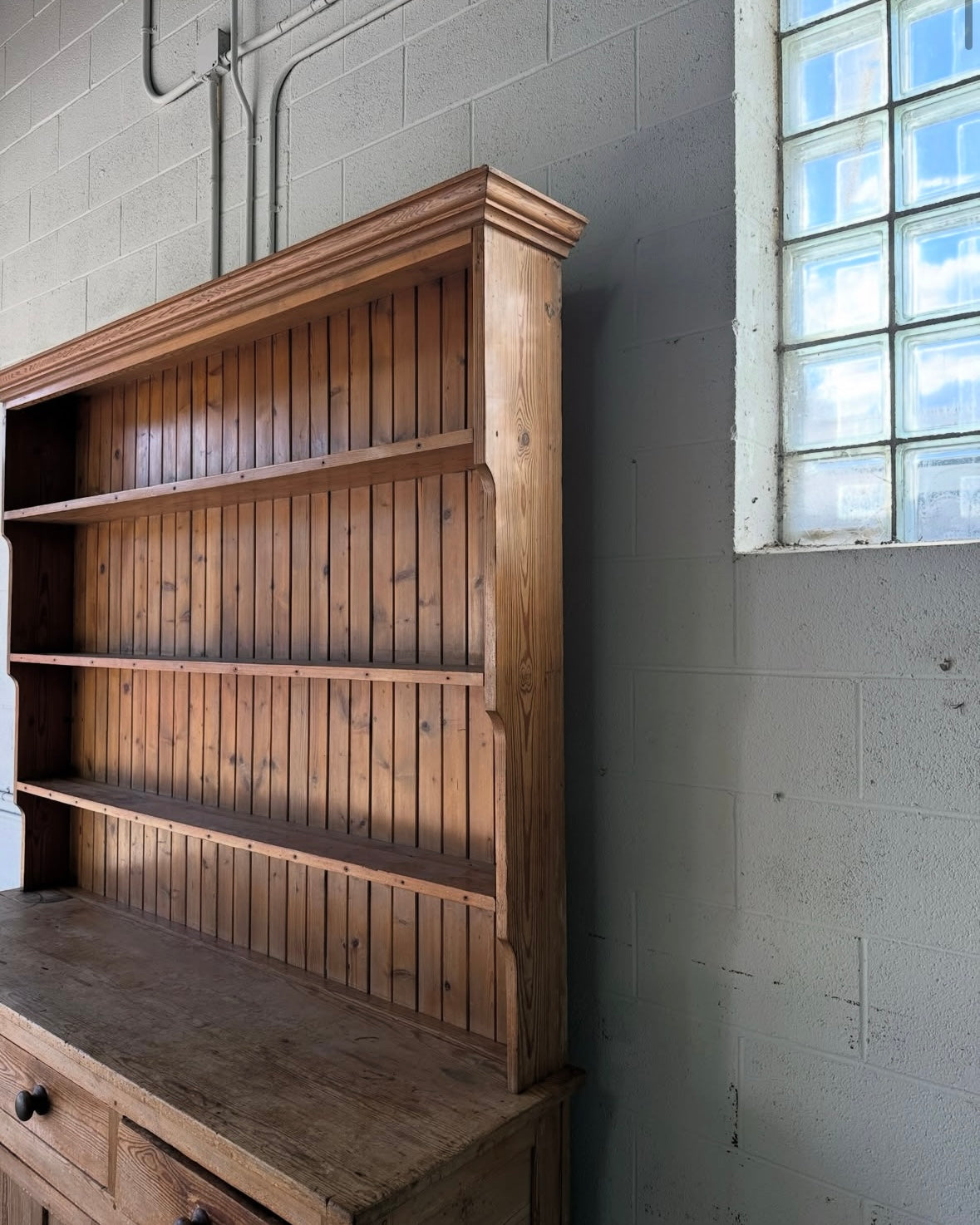 Antique pine kitchen dresser or hutch, sourced in England