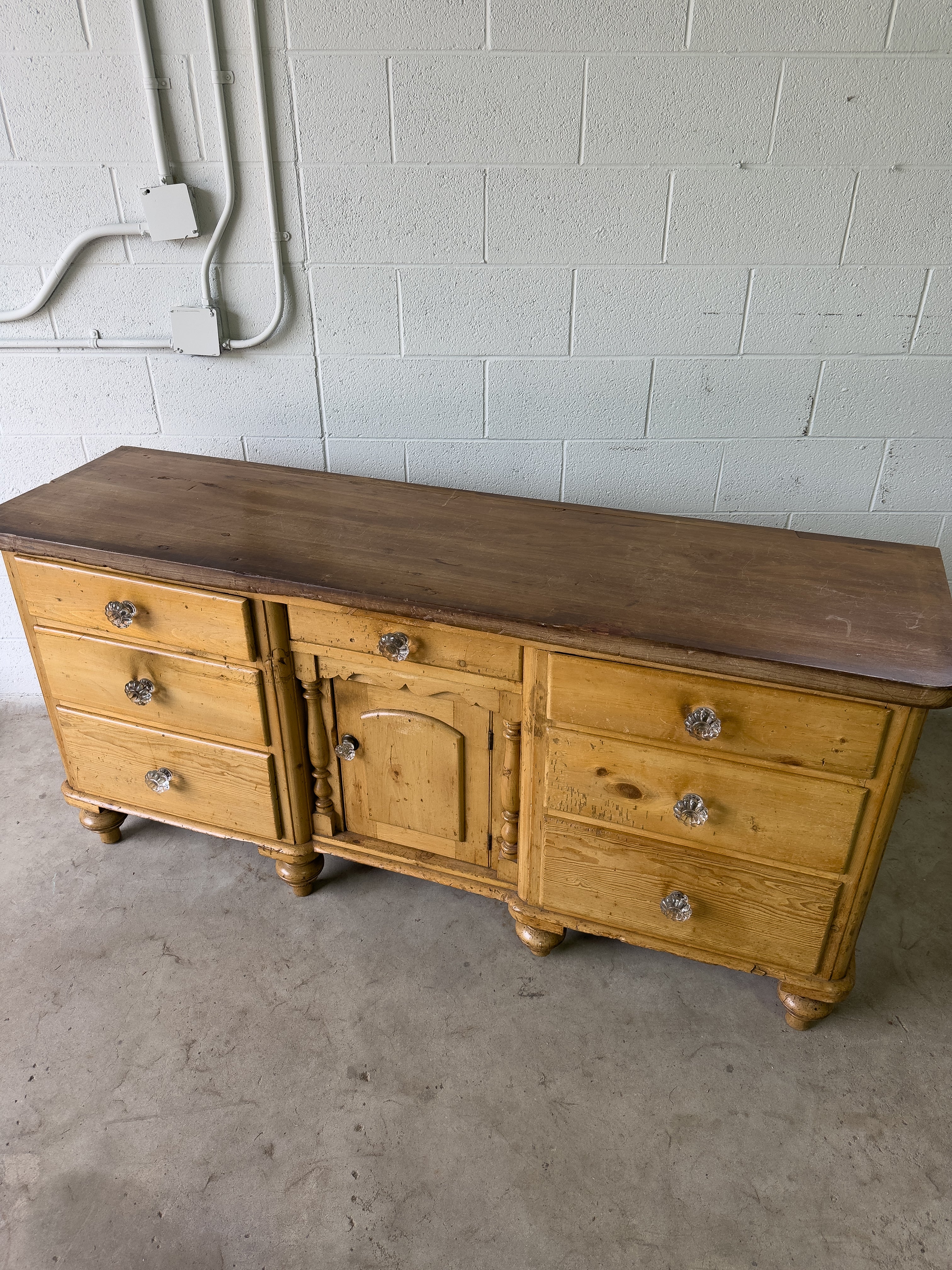 Antique English Pine Sideboard | 19th Century Farmhouse Server