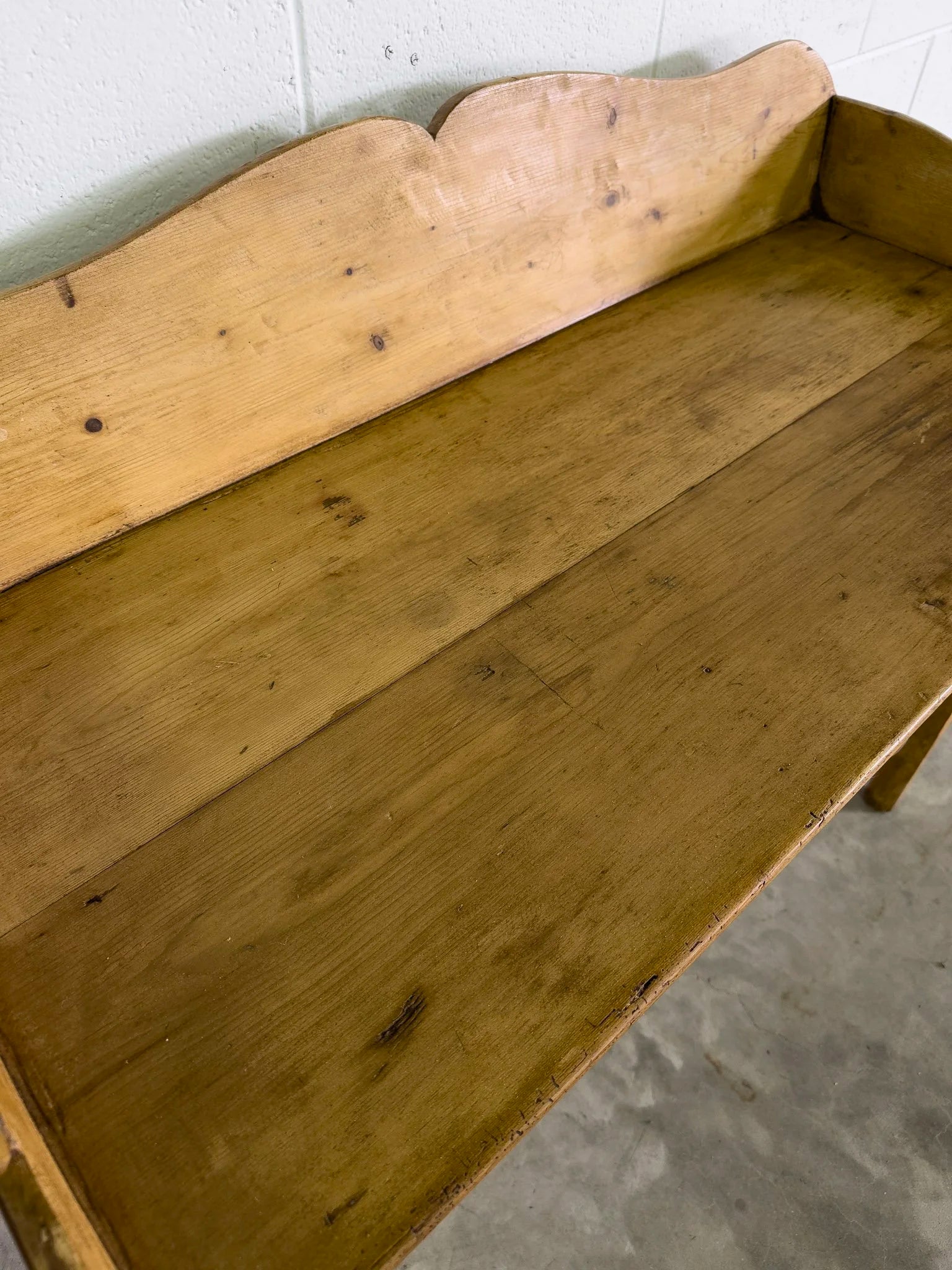Antique Pine Table with Gallery Back