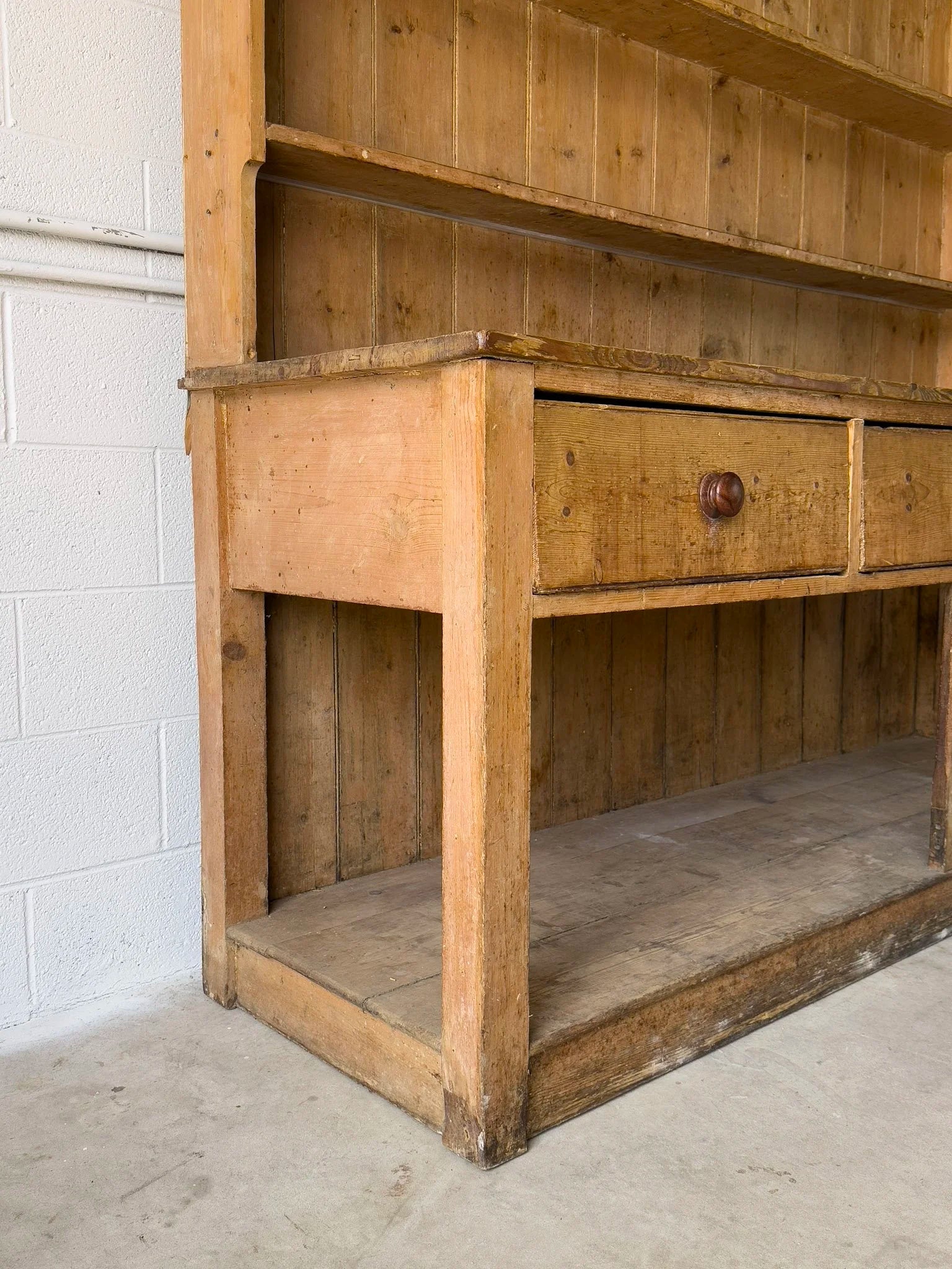 Monumental Victorian pine kitchen dresser