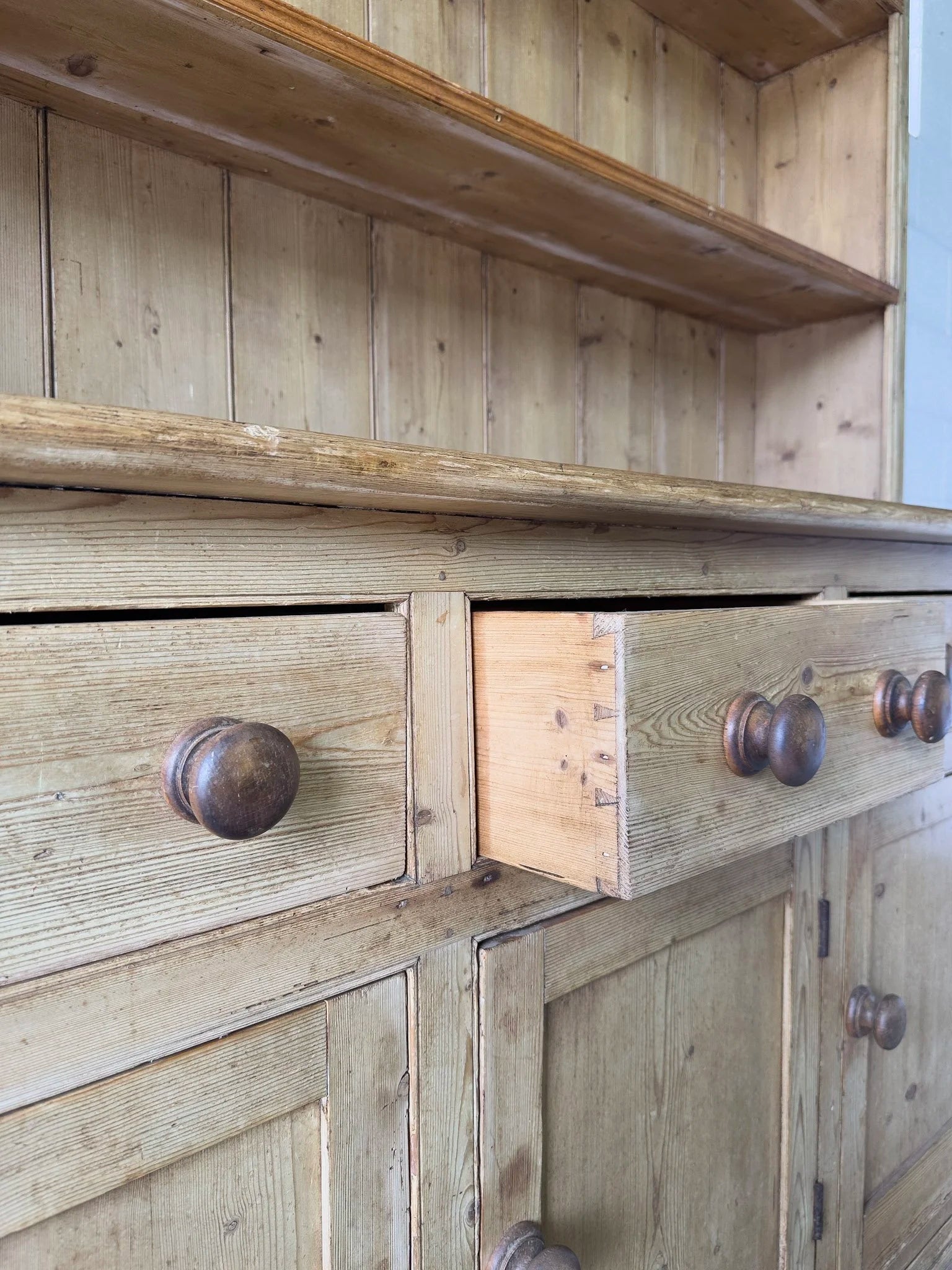 Antique pine hutch with cupboard space