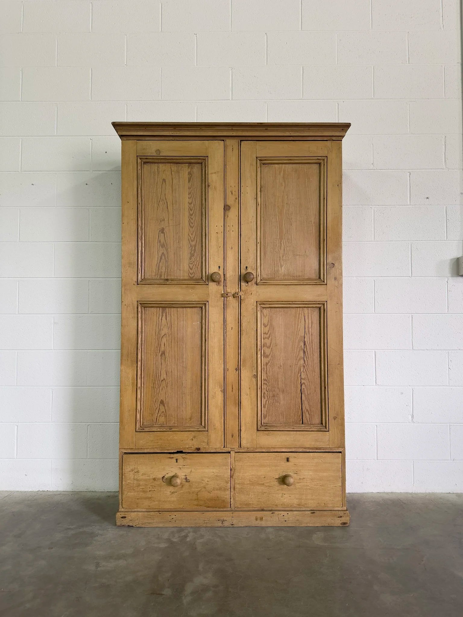 Possibly Irish Antique Pine Cupboard with Drawers